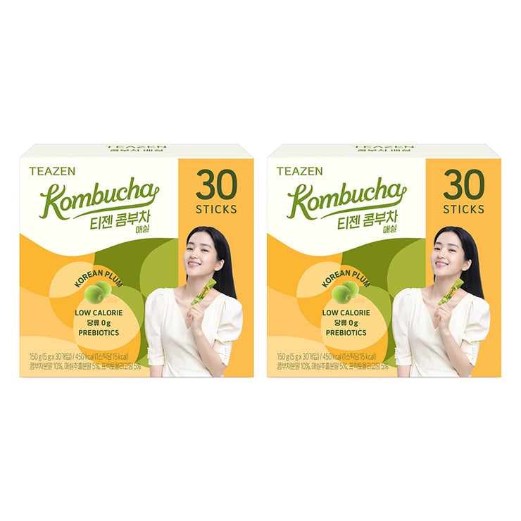Teazen Strawberry & Kiwi Kombucha | 5 g × 30 Sticks × 2 Boxes