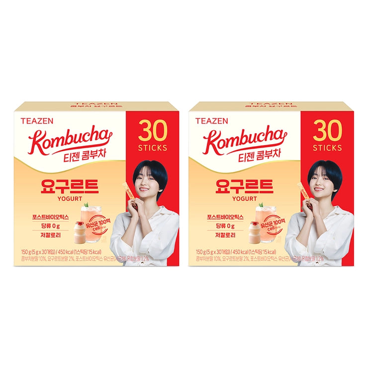Teazen Strawberry & Kiwi Kombucha | 5 g × 30 Sticks × 2 Boxes
