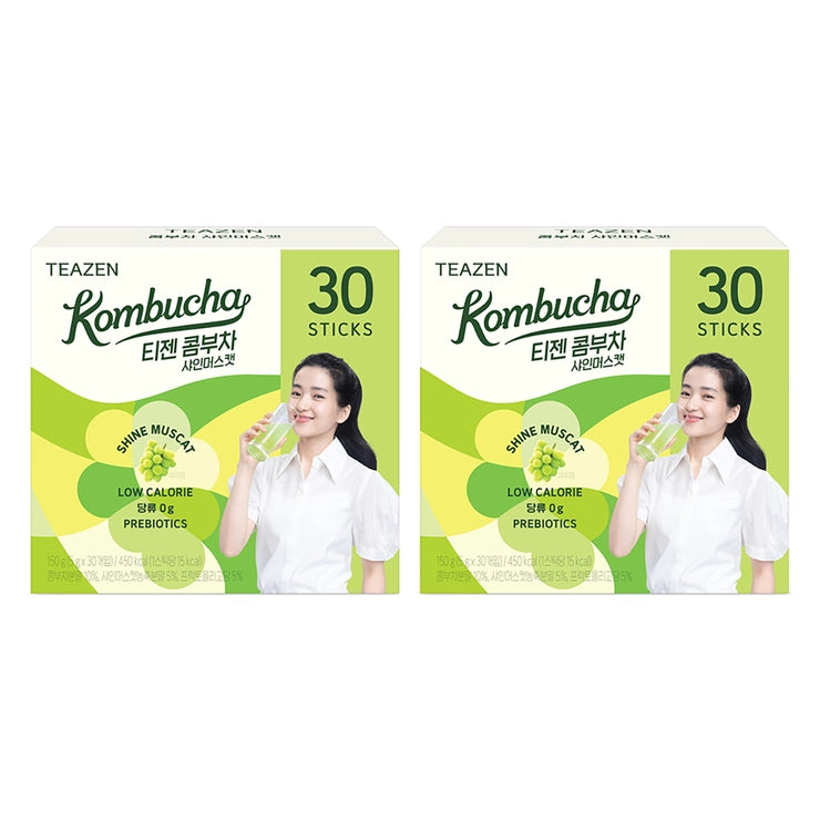 Teazen Strawberry & Kiwi Kombucha | 5 g × 30 Sticks × 2 Boxes