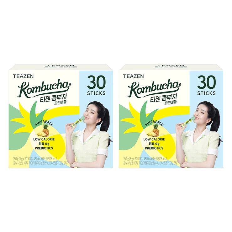 Teazen Strawberry & Kiwi Kombucha | 5 g × 30 Sticks × 2 Boxes