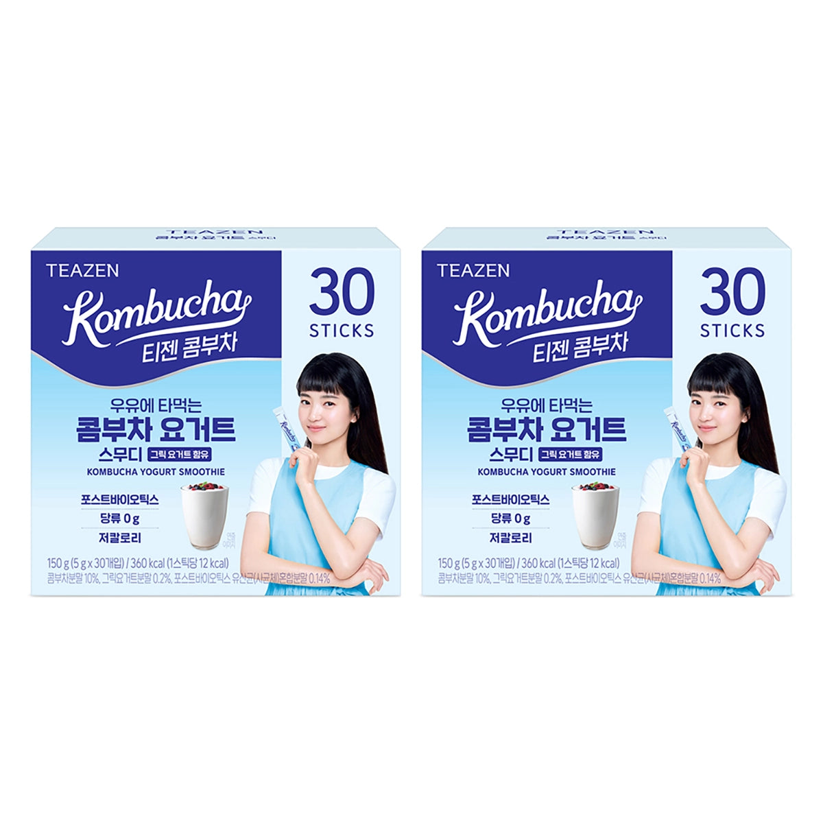 Teazen Strawberry & Kiwi Kombucha | 5 g × 30 Sticks × 2 Boxes