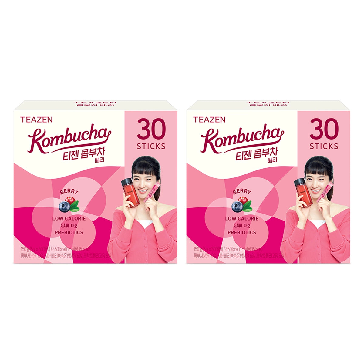 Teazen Strawberry & Kiwi Kombucha | 5 g × 30 Sticks × 2 Boxes