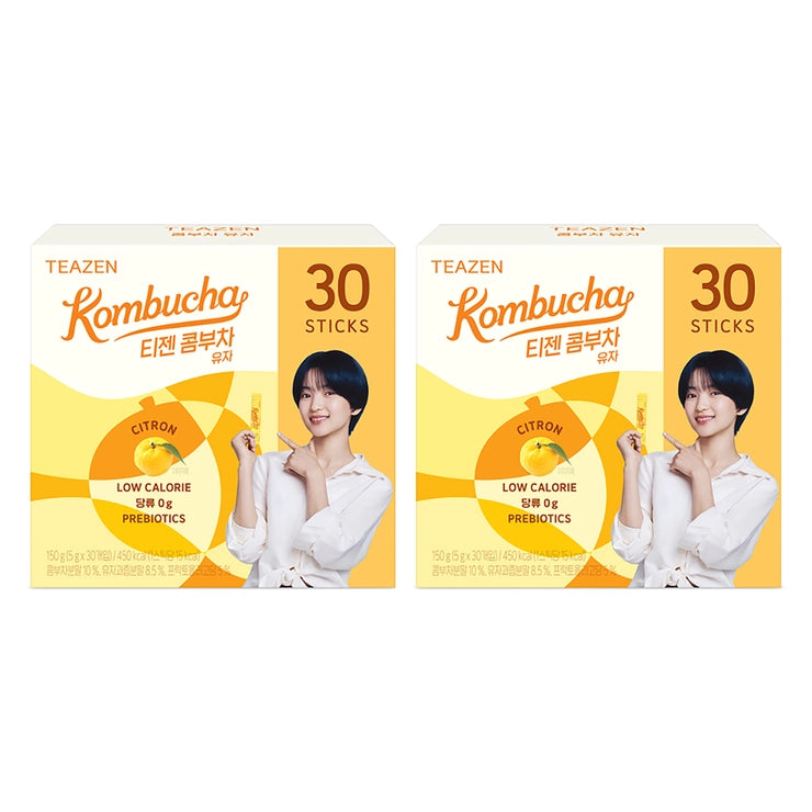 Teazen Strawberry & Kiwi Kombucha | 5 g × 30 Sticks × 2 Boxes