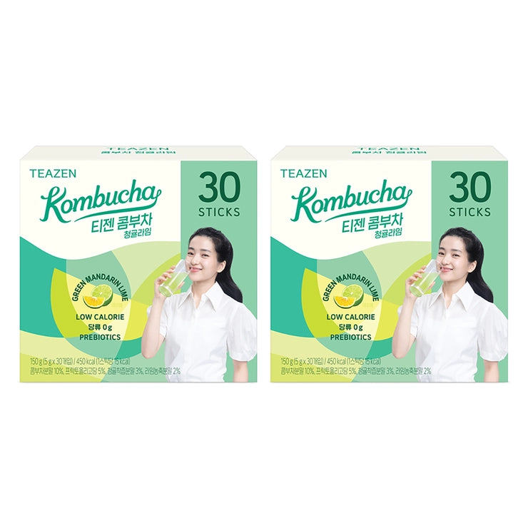 Teazen Strawberry & Kiwi Kombucha | 5 g × 30 Sticks × 2 Boxes