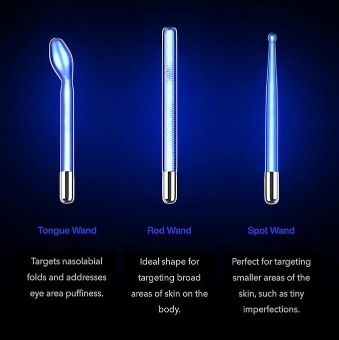NuDerma Clinical Skin Therapy Wand – Portable Machine with 6 Neon & Argon Wands for Anti-Aging, Clarifying, Tightening & Radiance