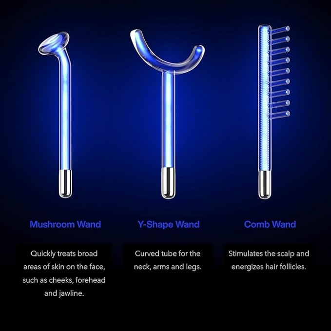 NuDerma Clinical Skin Therapy Wand – Portable Machine with 6 Neon & Argon Wands for Anti-Aging, Clarifying, Tightening & Radiance