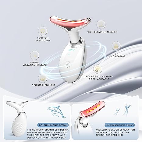 7-in-1 face massager tool combines advanced red light therapy with multiple functionalities to enhance your skin care routine
