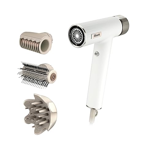 Shark Hair Dryer SpeedStyle RapidGloss Finisher and High-Velocity, deliver quick drying without heat damage, Best for Curly and Coily Hair, Silk, HD332