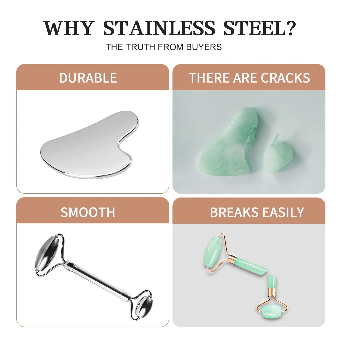Stainless Steel Facial Gua Sha Setمجموعة جوا شا للوجه من الفولاذ