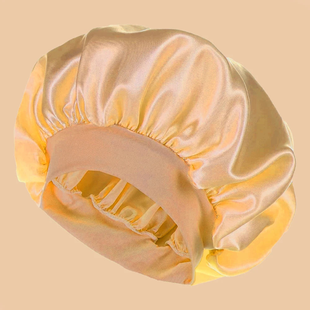 Satin Wide-Brim Shower Bonnet
قبعة استحمام ساتان واسعة