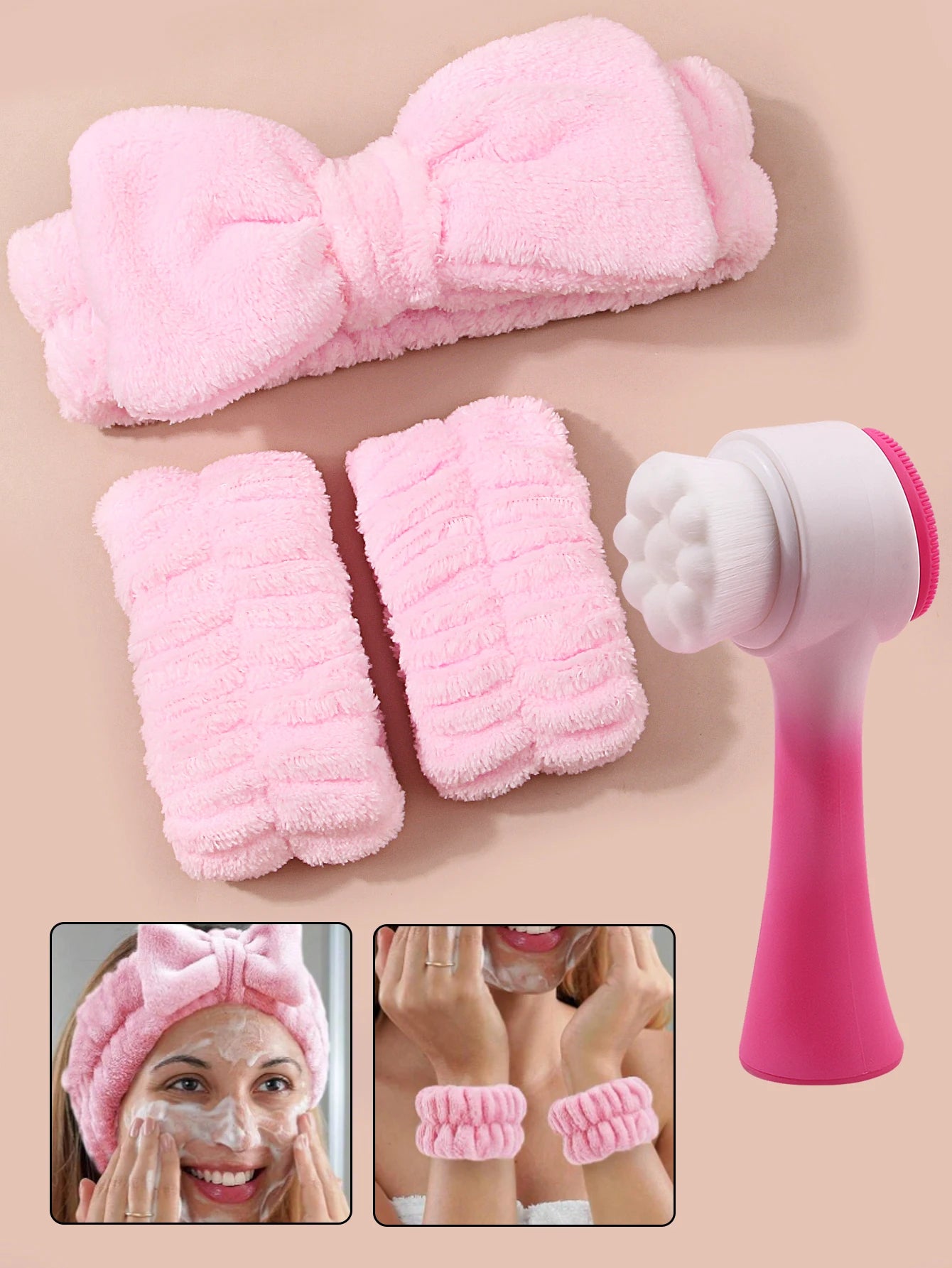 4pcs set for a Silicone Facial Cleansing Brush بندانات لليد والشعر وفرشاة سيليكون لتنظيف الوجه