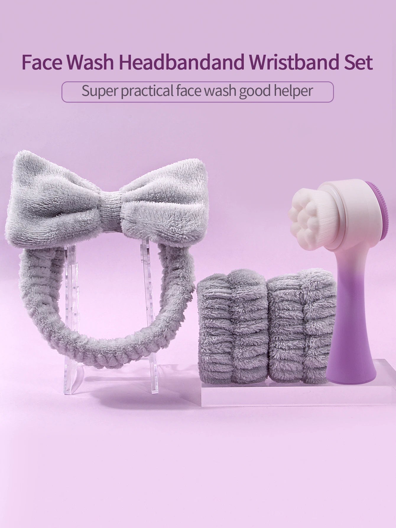 4pcs set for a Silicone Facial Cleansing Brush بندانات لليد والشعر وفرشاة سيليكون لتنظيف الوجه