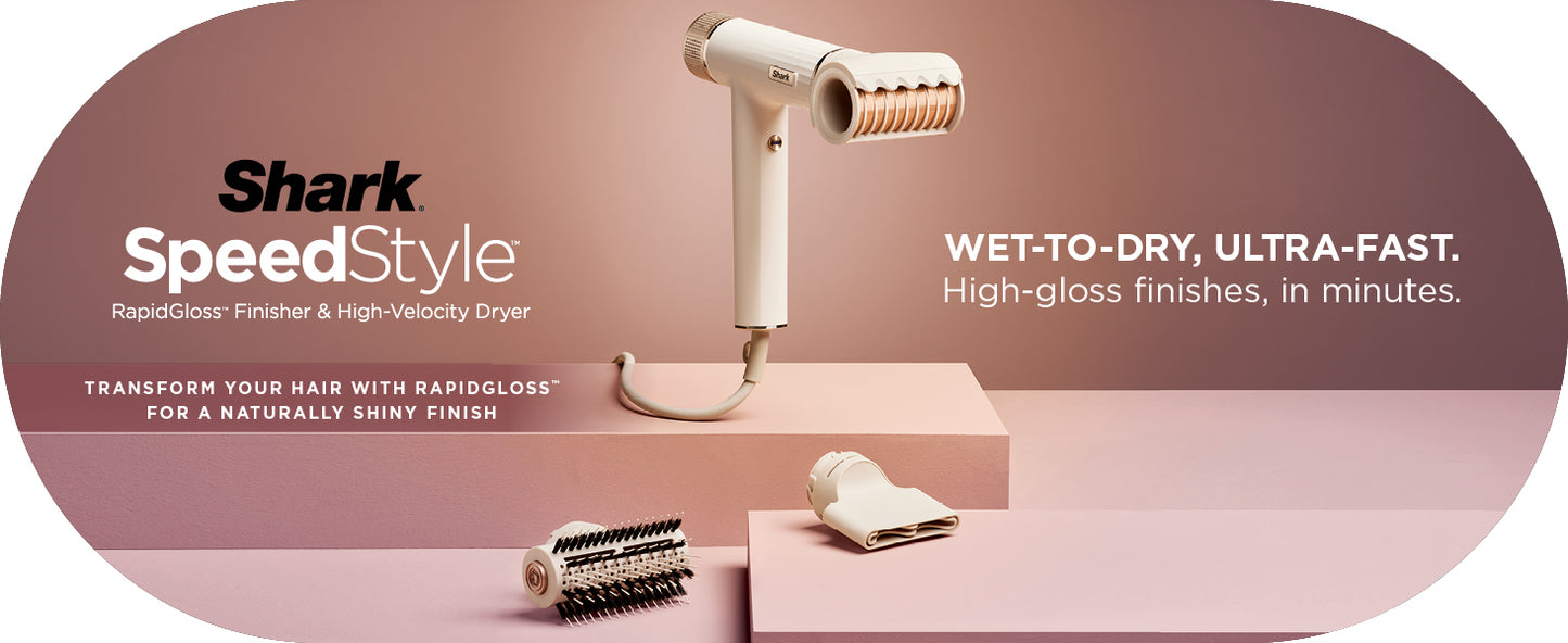 Shark Hair Dryer SpeedStyle RapidGloss Finisher and High-Velocity, deliver quick drying without heat damage, Best for Curly and Coily Hair, Silk, HD332