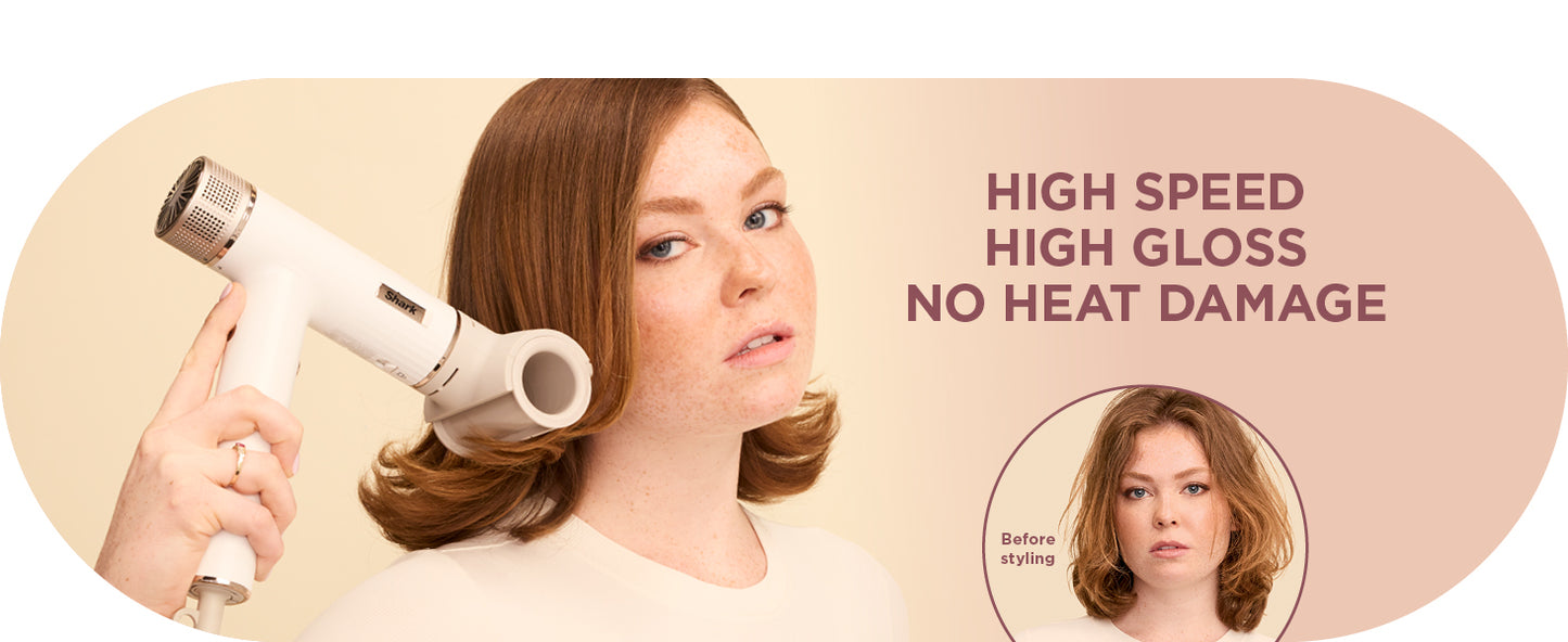 Shark Hair Dryer SpeedStyle RapidGloss Finisher and High-Velocity, deliver quick drying without heat damage, Best for Curly and Coily Hair, Silk, HD332
