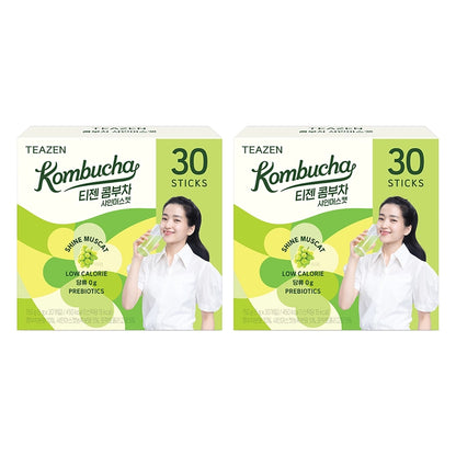 Teazen Strawberry & Kiwi Kombucha | 5 g × 30 Sticks × 2 Boxes