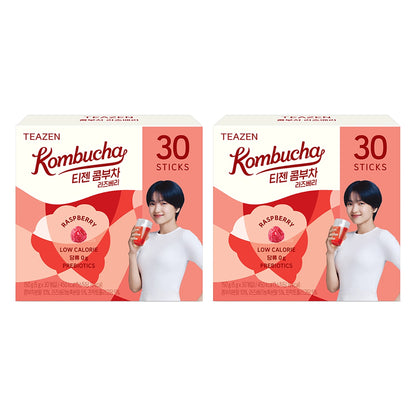 Teazen Strawberry & Kiwi Kombucha | 5 g × 30 Sticks × 2 Boxes