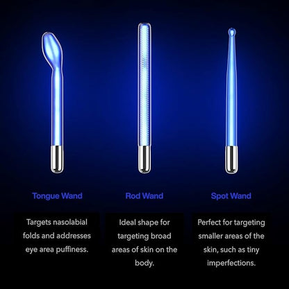 NuDerma Clinical Skin Therapy Wand – Portable Machine with 6 Neon & Argon Wands for Anti-Aging, Clarifying, Tightening & Radiance