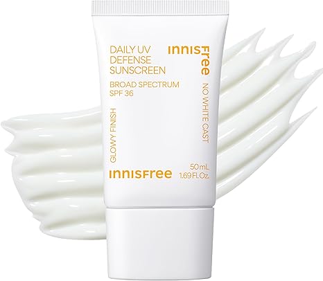 innisfree Daily UV Defense Sunscreen Broad Spectrum SPF 36 Face Lotion, White, 1.69 Fl Oz (Pack of 1)