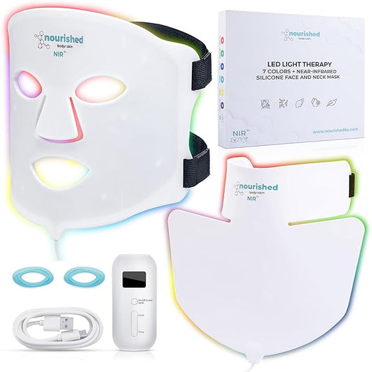 7-Color LED Face & Neck Mask with Near-Infrared – Blue & Red Light Therapy, 228 LEDs, Anti-Aging Skincare Tool