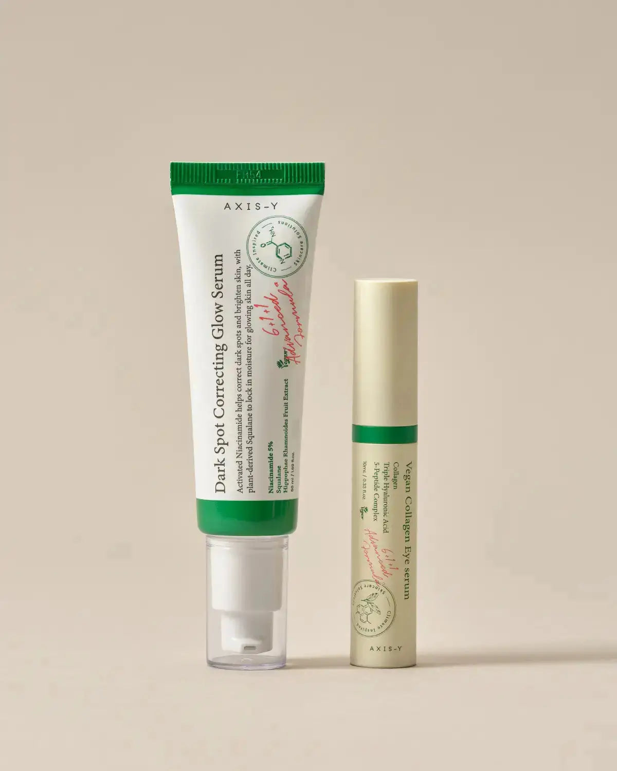 طقم لمسة البشرة الزجاجية من AXIS-Y | لعلاج البقع وتغذية منطقة العين مجموعة الاشراقة