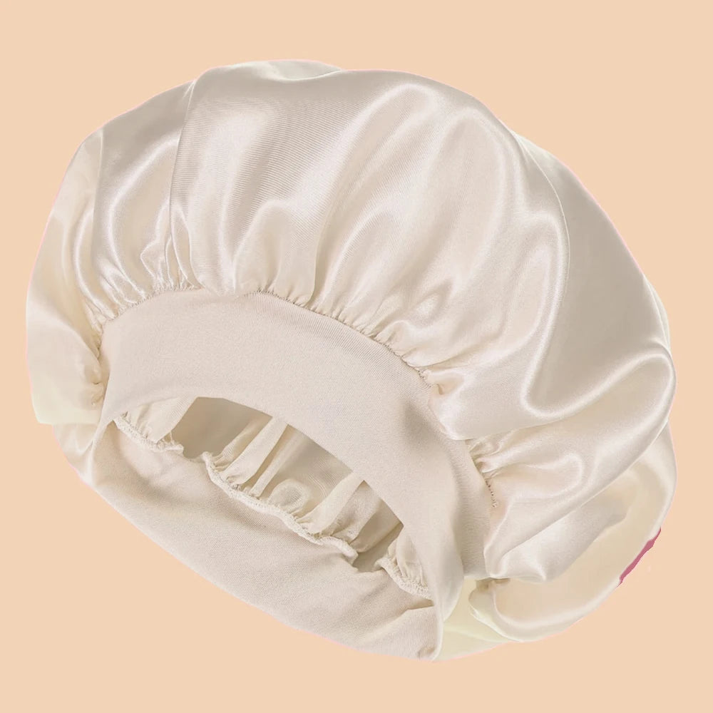 Satin Wide-Brim Shower Bonnet
قبعة استحمام ساتان واسعة