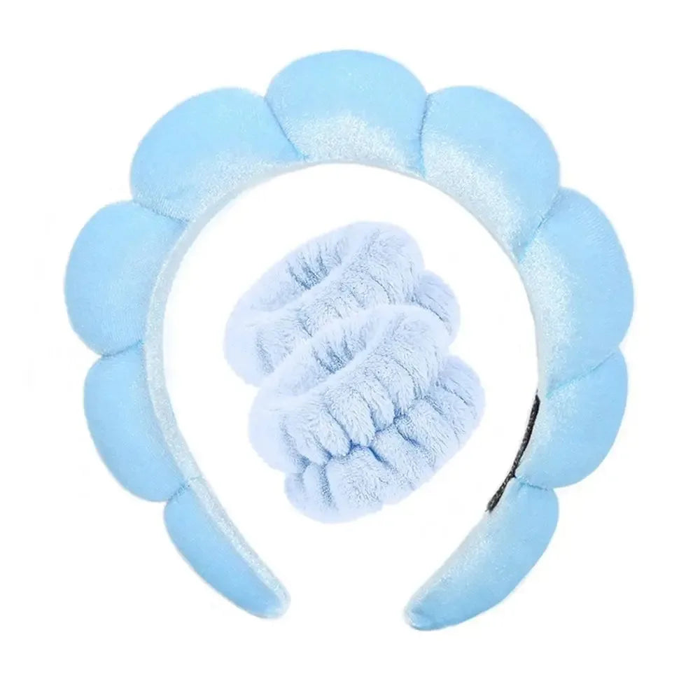 3pcs Spa Headband & Wristband Set
٣ قطع: طوق رأس وأساور للغسل