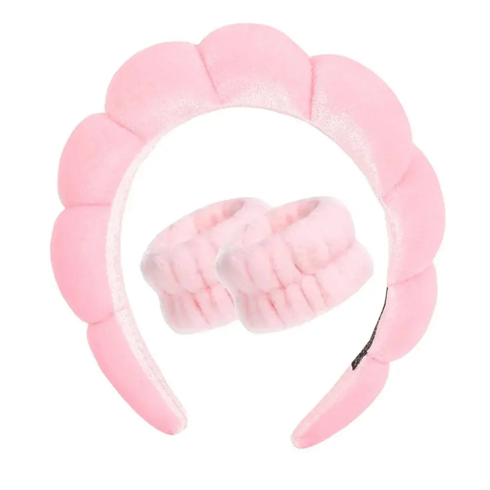 3pcs Spa Headband & Wristband Set
٣ قطع: طوق رأس وأساور للغسل