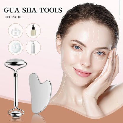 Stainless Steel Facial Gua Sha Setمجموعة جوا شا للوجه من الفولاذ