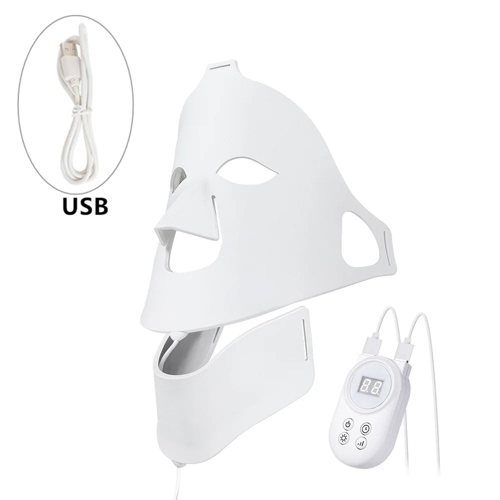 Foreverlily Face Neck Silicone LED Mask 7 Colors Light Photon Red Light Therapy Facial Beauty Mask Anti-Ance