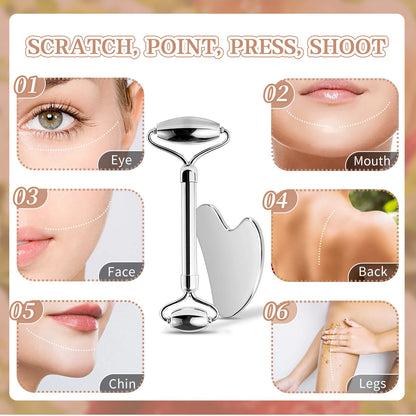 Stainless Steel Facial Gua Sha Setمجموعة جوا شا للوجه من الفولاذ