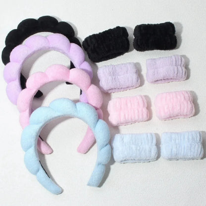3pcs Spa Headband & Wristband Set
٣ قطع: طوق رأس وأساور للغسل
