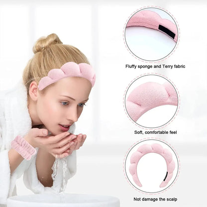 3pcs Spa Headband & Wristband Set
٣ قطع: طوق رأس وأساور للغسل