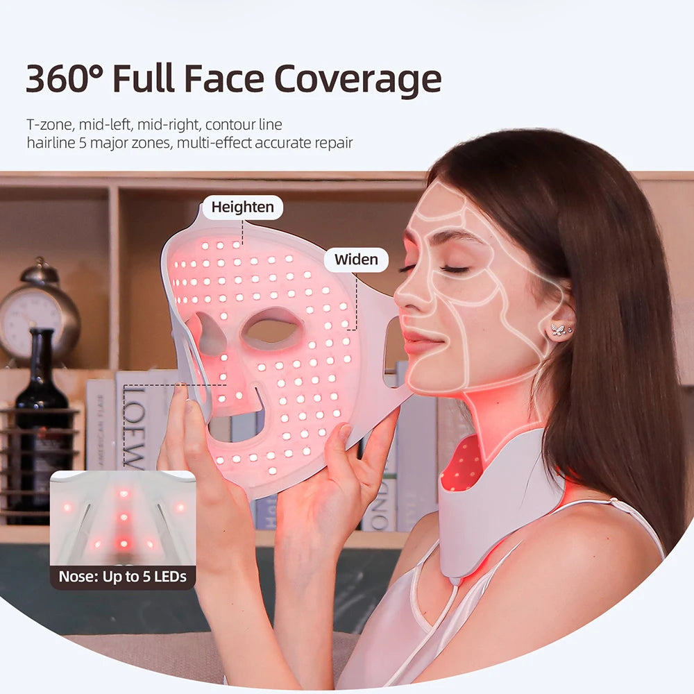 Foreverlily Face Neck Silicone LED Mask 7 Colors Light Photon Red Light Therapy Facial Beauty Mask Anti-Ance