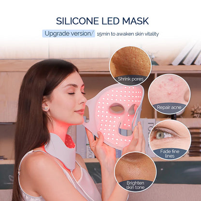 Foreverlily Face Neck Silicone LED Mask 7 Colors Light Photon Red Light Therapy Facial Beauty Mask Anti-Ance
