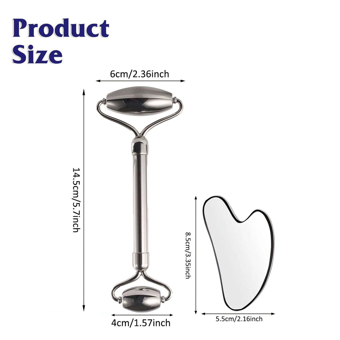 Stainless Steel Facial Gua Sha Setمجموعة جوا شا للوجه من الفولاذ